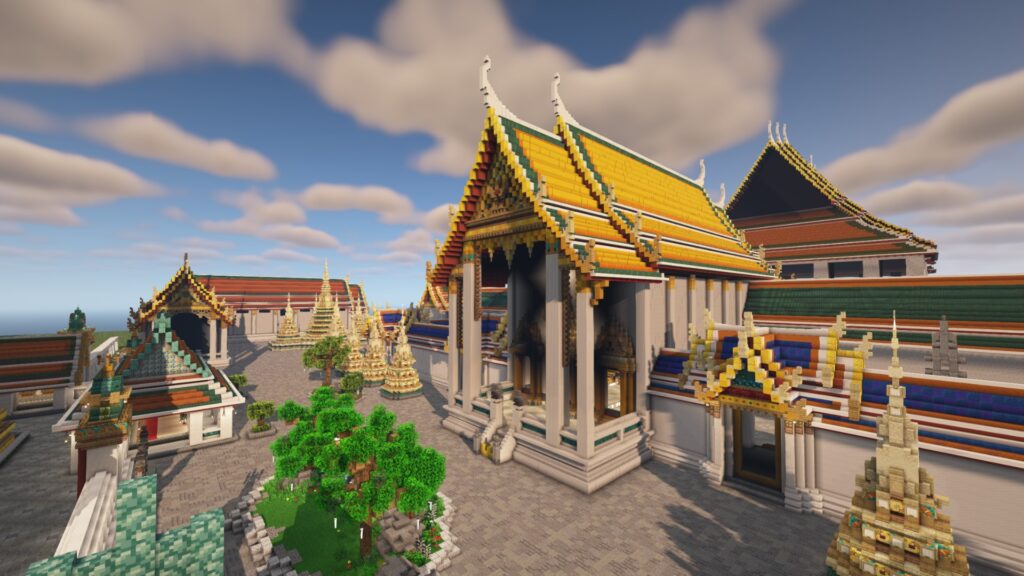 ภาพงานสร้างวัดไทยใน Minecraft ที่บทความปี 2566 ระบุเครดิต BananaBoy ภาพที่ 3