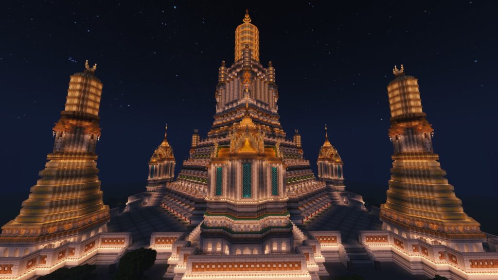 ภาพงานสร้างวัดไทยใน Minecraft ที่บทความปี 2566 ระบุเครดิต BananaBoy ภาพที่ 9