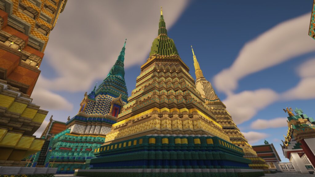 ภาพงานสร้างวัดไทยใน Minecraft ที่บทความปี 2566 ระบุเครดิต BananaBoy ภาพที่ 7