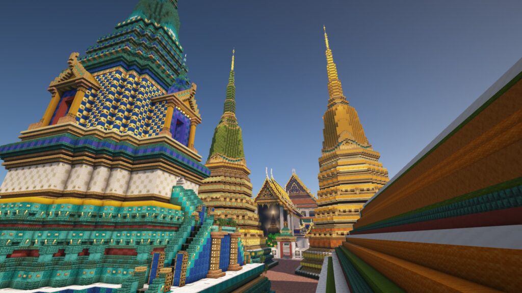 ภาพงานสร้างวัดไทยใน Minecraft ที่บทความปี 2566 ระบุเครดิต BananaBoy ภาพที่ 2