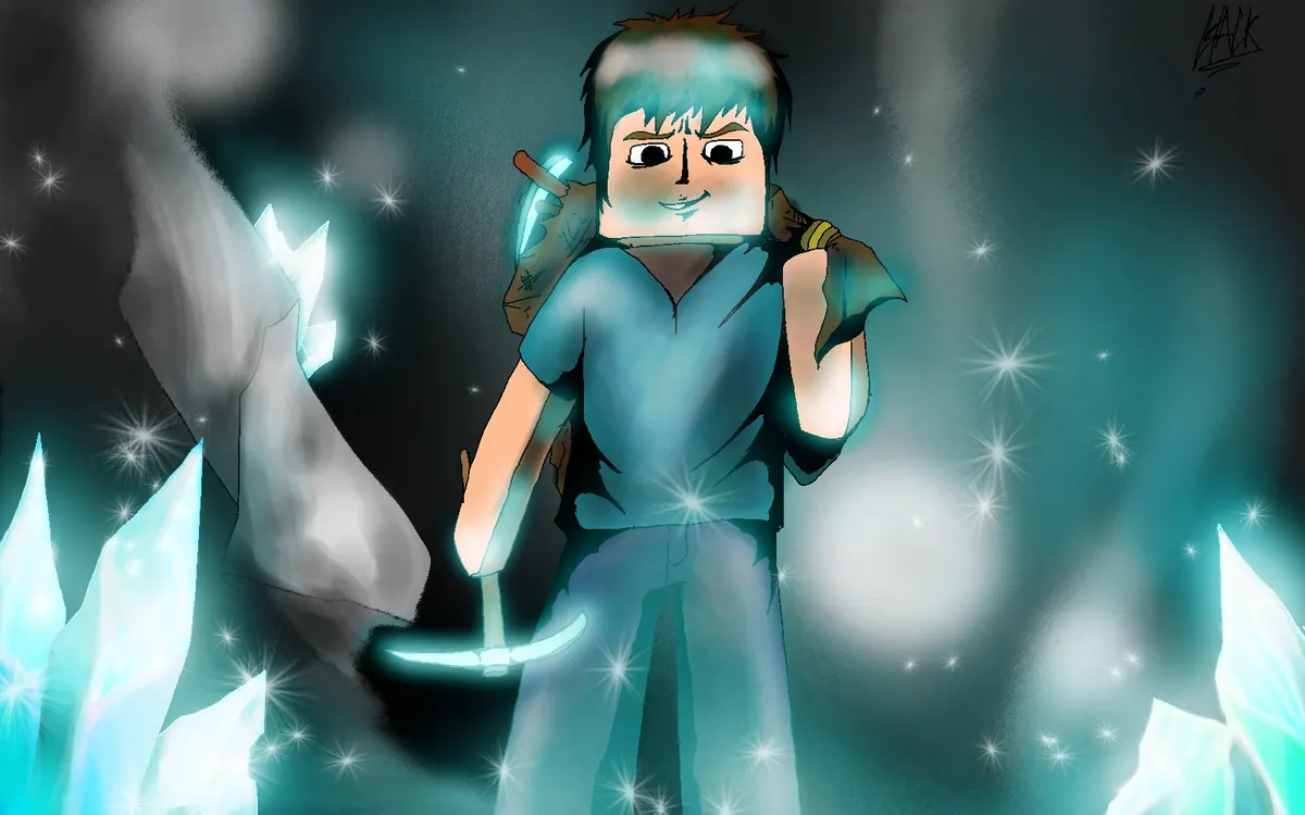 Diamond mine ภาพพื้นหลัง Minecraft แนวนอน