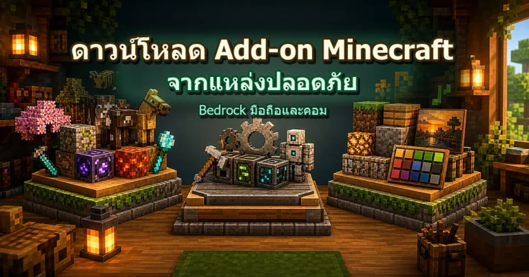 ปกดาวน์โหลด Add-on Minecraft จากแหล่งปลอดภัย