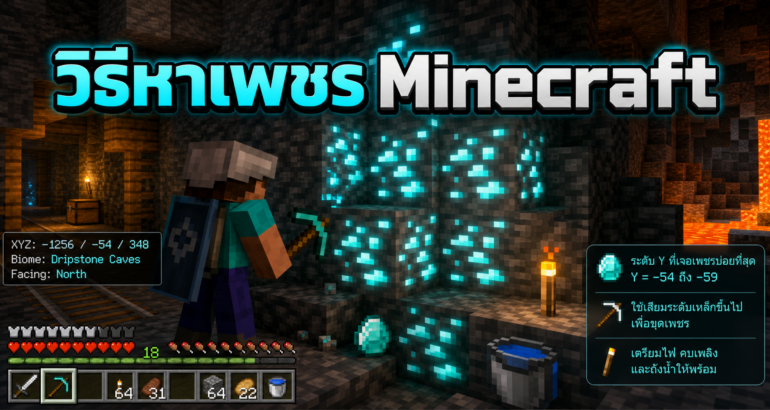 วิธีหาเพชร Minecraft เวอร์ชันล่าสุด ขุดชั้นไหนดี วิธีหาเพชร Minecraft เวอร์ชันล่าสุด ขุดชั้นไหนดี