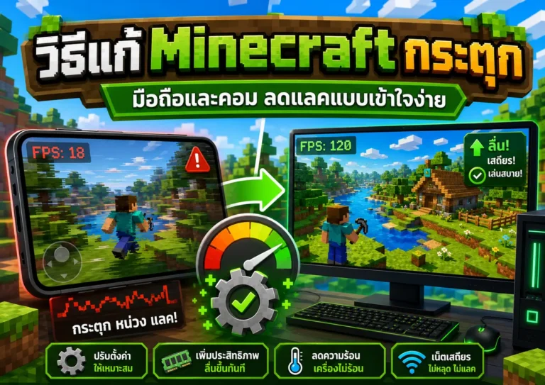ปกบทความวิธีแก้ Minecraft กระตุก มือถือและคอม