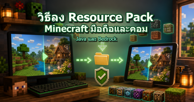 ปกวิธีลง Resource Pack Minecraft มือถือและคอม