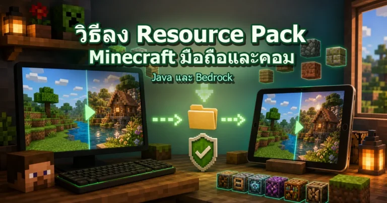 ปกวิธีลง Resource Pack Minecraft มือถือและคอม