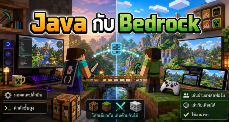 Java กับ Bedrock ต่างกันยังไง เลือกเล่น Minecraft แบบไหนดี Java กับ Bedrock ต่างกันยังไง เลือกเล่น Minecraft แบบไหนดี