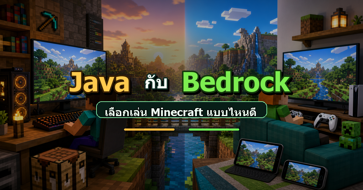 ภาพเปรียบเทียบ Minecraft Java กับ Bedrock