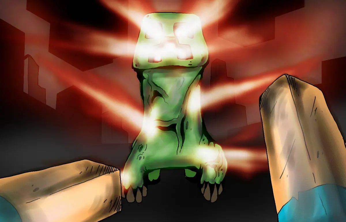 Wallpaper Minecraft : look out Creeper ภาพพื้นหลัง Minecraft แนวนอน