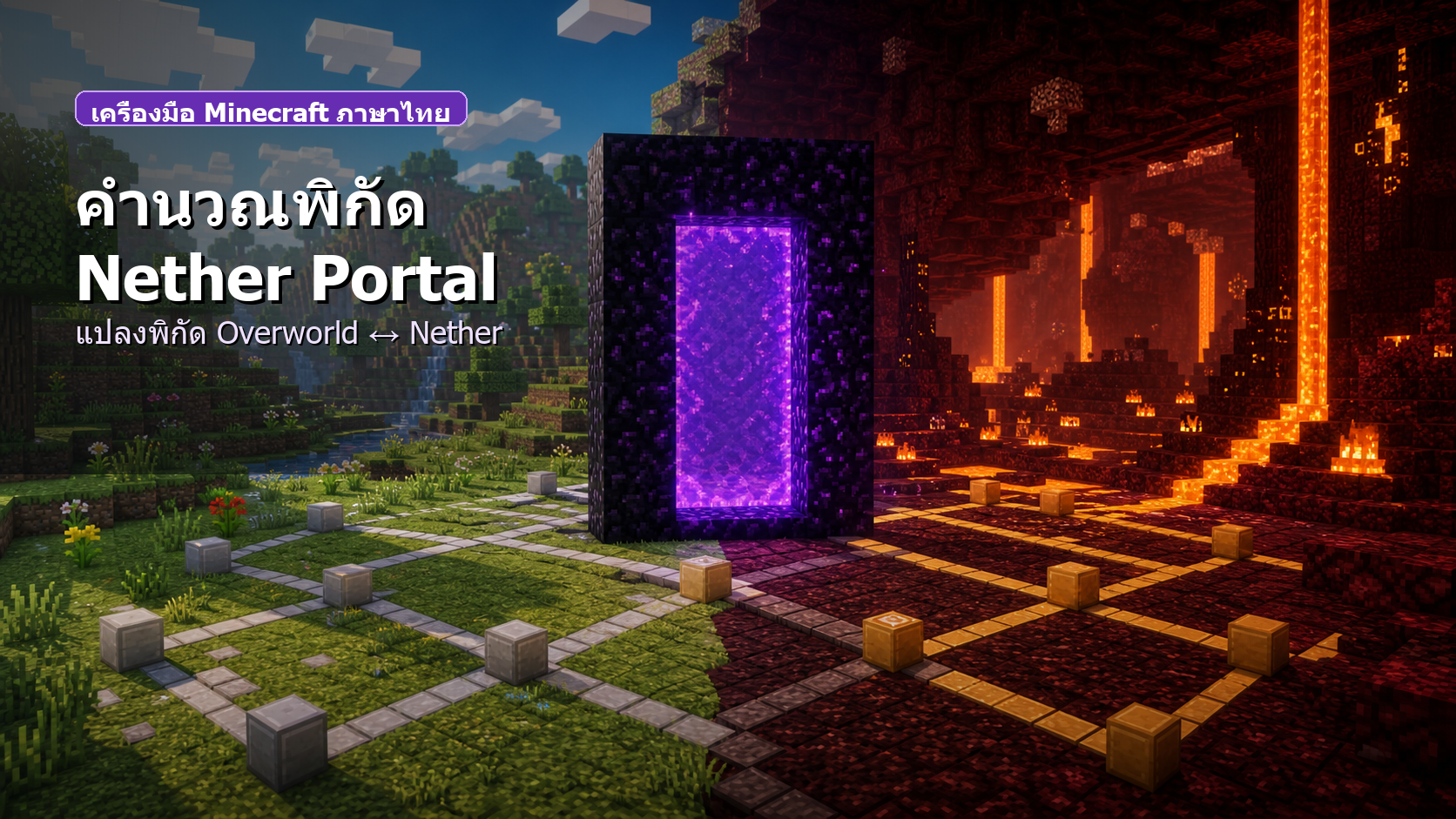 คำนวณพิกัด Nether Portal ใน Minecraft