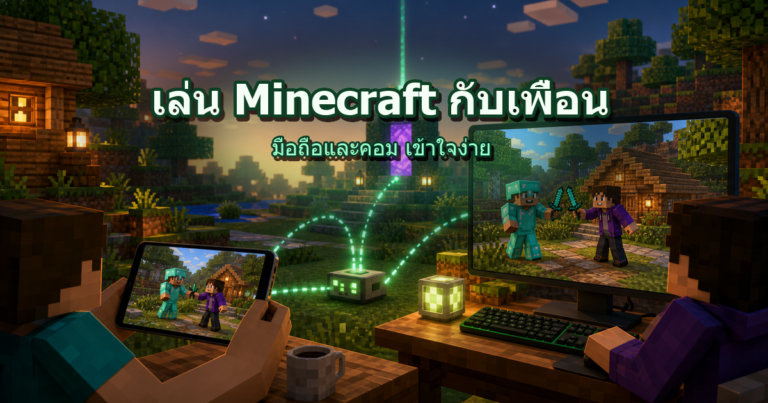 ปกวิธีเล่น Minecraft กับเพื่อน มือถือและคอม