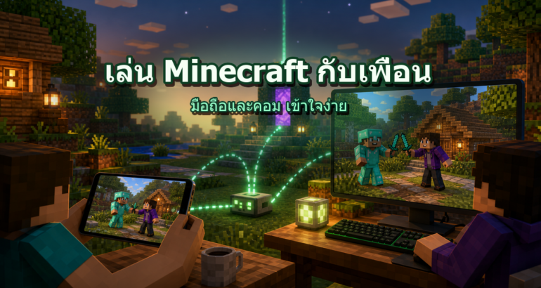 วิธีเล่น Minecraft กับเพื่อน มือถือและคอม แบบเข้าใจง่าย วิธีเล่น Minecraft กับเพื่อน มือถือและคอม แบบเข้าใจง่าย