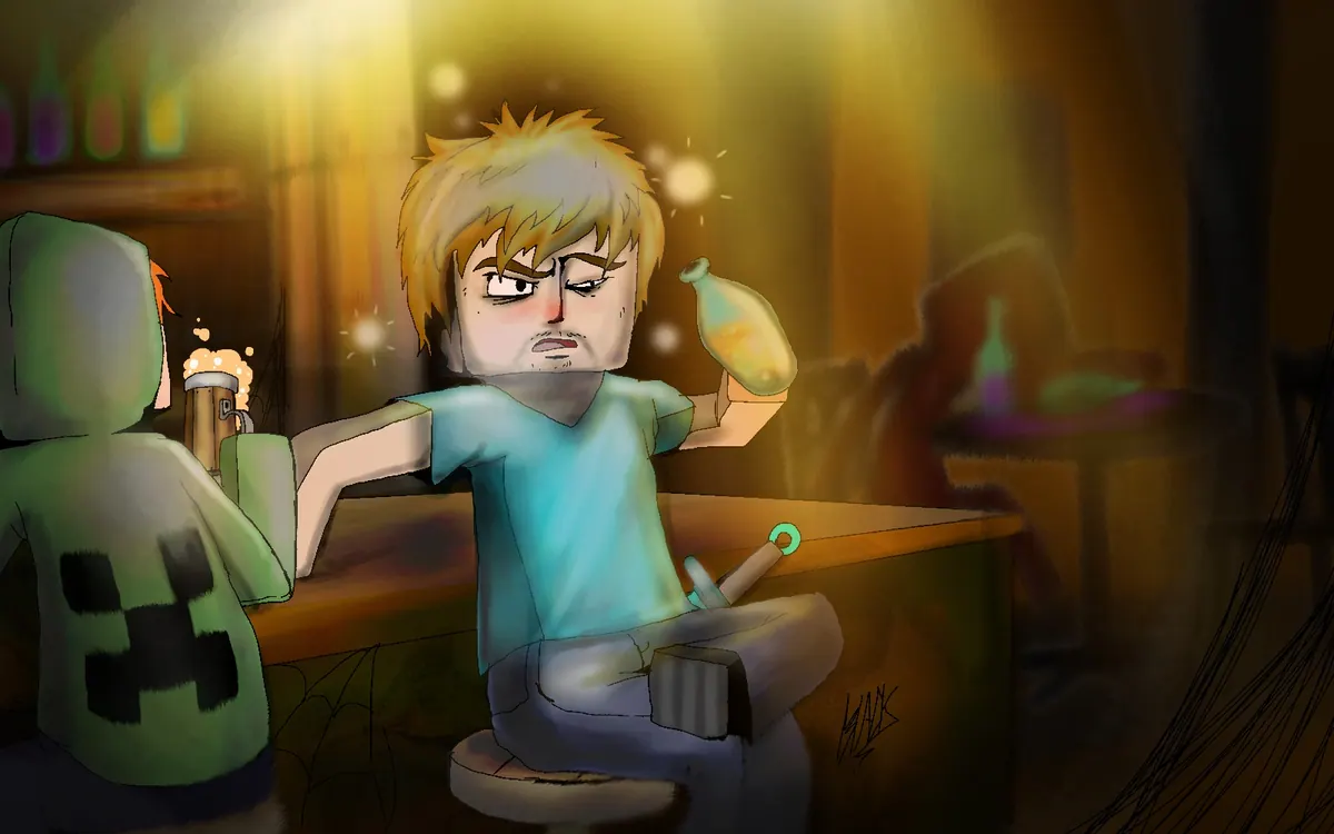 Server's BeerHall ภาพพื้นหลัง Minecraft แนวนอน