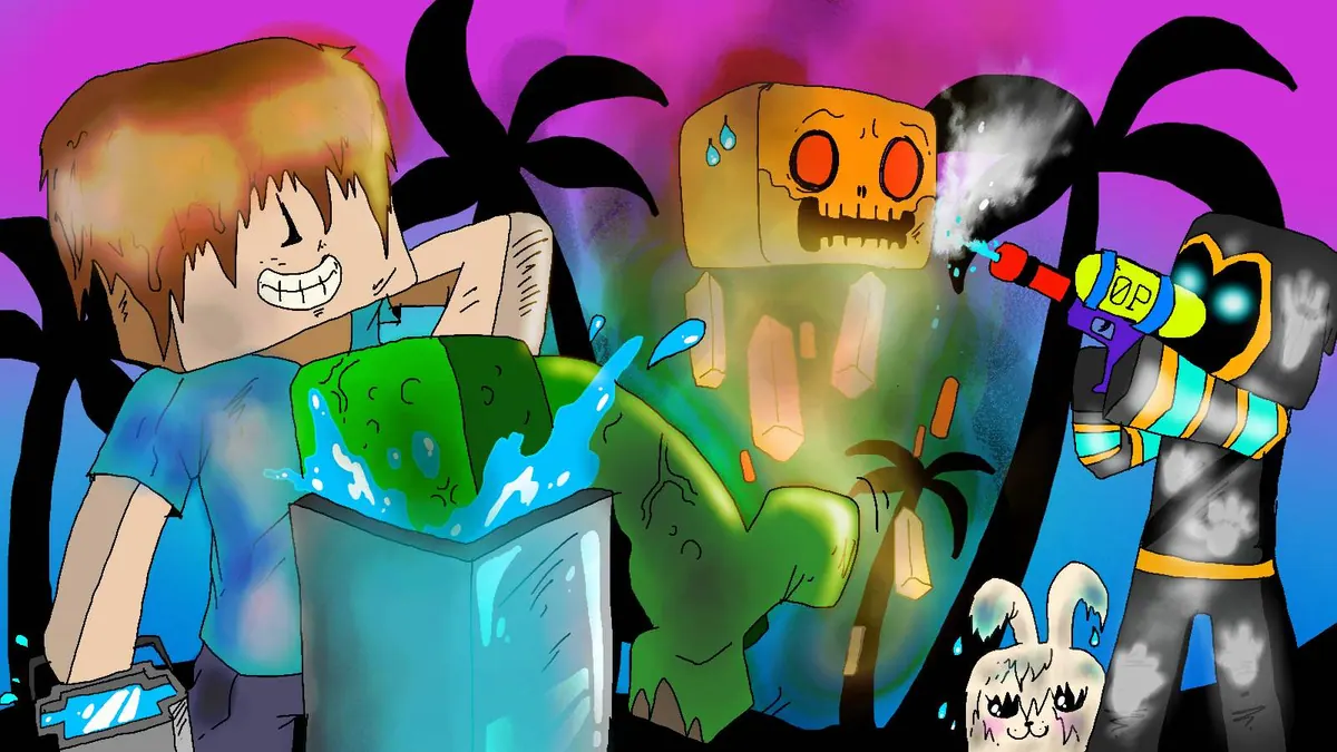 Wallpaper Minecraft : Songkran Festival ภาพพื้นหลัง Minecraft แนวนอน